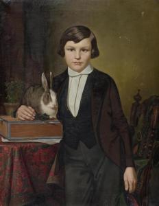 SCHIRMER Georg 1816-1880,Bildnis eines Jungen mit Hase. 1834.,1834,Galerie Koller CH 2008-03-13