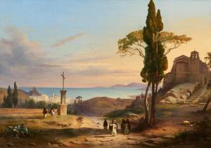 SCHIRMER Johann Wilhelm 1807-1863,Landschaft mit Kloster im südlichen Italien,Van Ham DE 2024-01-30