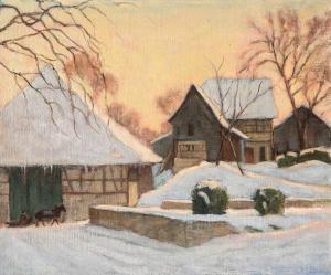 SCHLATTER Ernst Emil 1883-1954,Winterabend im Dorf (winter evening in the village,Kaupp 2019-12-06