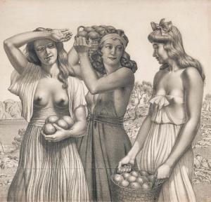 SCHLEGEL Herbert Rolf 1889-1972,Three Young Ladies with Oranges,1946,Van Ham DE 2021-11-18