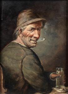 SCHLEICHER Carl 1855-1871,Bildnis eines Pfeife rauchenden Mannes mit Bierglas,Schloss DE 2019-05-18