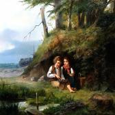 SCHLEISNER Christian Andreas 1810-1882,Two children sitting on a hillside, one,1868,Bruun Rasmussen 2013-10-28