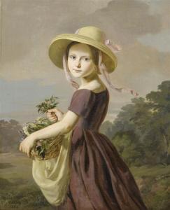 SCHLICK Friedrich Gustav 1804-1869,Girl with a basket of flowers,1846,Galerie Koller CH 2011-06-20