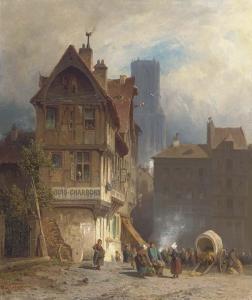 SCHLIECKER August Eduard 1833-1911,A bustling marketplace, Rouen,Christie's GB 2005-03-23