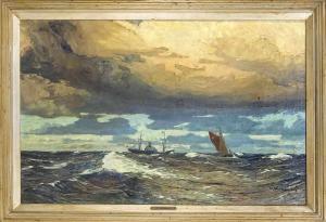 SCHLOEMANN Eduard 1888-1940,Fischerboot und Dampfer auf hoher See,Historia Auctionata DE 2019-10-18