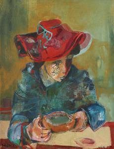 SCHLOSS Ruth 1922-2013,Girl with a Red Hat,Tiroche IL 2024-04-21