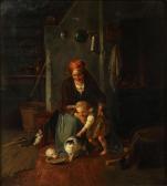 SCHLOSSER Bernardt 1802-1859,Mother with child stroking a cat,1837,Bonhams GB 2014-03-19