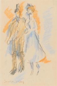 SCHMALZIGAUG Jules 1882-1917,Man and woman going out - The Hague,1915-1917,De Vuyst BE 2023-10-21