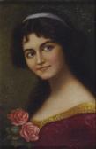 SCHMAND J. Phillip,Ritratto di donna con rose,1910,Galleria Pananti Casa d'Aste IT 2012-05-25