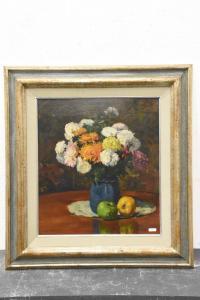 SCHMAUK Carl 1868-1947,Bouquet de fleurs et 2 pommes,Rops BE 2021-06-06