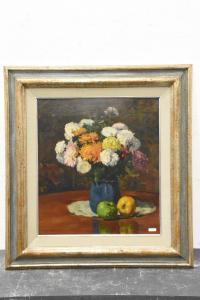 SCHMAUK Carl 1868-1947,Bouquet de fleurs et 2 pommes,Rops BE 2021-07-24