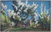 SCHMIDT Albert H. 1885-1957,Blossoming Trees and Adobe House,Santa Fe Art Auction US 2018-11-10