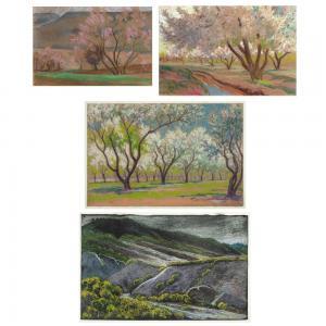 SCHMIDT Albert H. 1885-1957,Group of Four Pastel Drawings,Santa Fe Art Auction US 2022-05-28