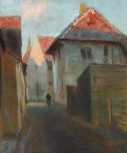 SCHMIDT Albrecht Elvinus 1870-1945,From a street in Ribe,Bruun Rasmussen DK 2024-03-11