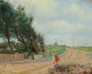 SCHMIDT Albrecht Elvinus,Two little girls on a country road,1911,Bruun Rasmussen 2022-08-22