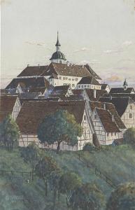 SCHMIDT Alfred 1867-1956,Blick auf ein schwäbisches Städtchen,1910,Winterberg Arno DE 2021-04-24