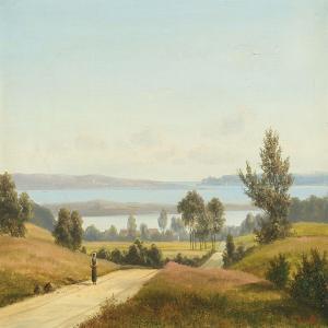 SCHMIDT Carl Heinrich Frantz 1858-1923,Landscape with hills, lakes and a woman on a,Bruun Rasmussen 2015-08-10