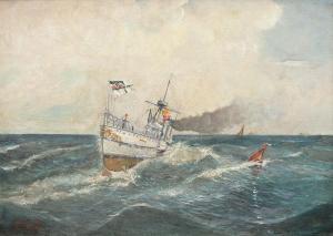 SCHMIDT Conrad 1800-1900,Statek na morzu,1902,Sopocki Dom Aukcjny PL 2016-07-02