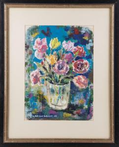 SCHMIDT Fritz Ludwing 1922-2008,Tulpen in einem Wasserglas,1958,DAWO Auktionen DE 2023-07-15