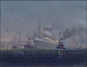 SCHMIDT HAMBURG Robert 1885-1963,The Cap Arcona leaving Hamburg,Stahl DE 2022-11-26