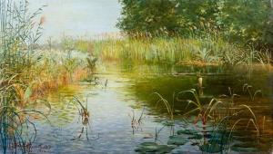 SCHMIDT HERBOTH Eugen 1864,Einsamer See mit Schilf bewachsenem Ufer,1891,Leo Spik DE 2016-10-06