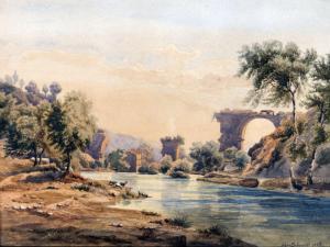 SCHMIDT Max 1818-1901,The bridge of Augustus at Narni,19th century,Peter Karbstein DE 2021-03-13