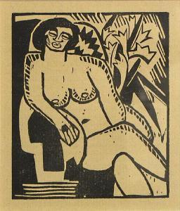 SCHMIDT ROTTLUFF Karl 1884-1976,Untitled (Sitzender nu), from Holzschnitt,1918,Bonhams GB 2009-05-18