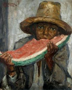 SCHMISCHKE Julius 1891-1945,Garçon croquant une pastèque,1932,Aguttes FR 2008-03-31