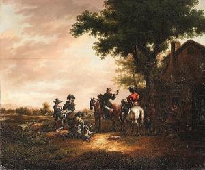 SCHMITT David 1700-1700,Elegant riders resting beside a fountain at the st,Sotheby's GB 2003-10-29