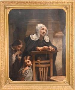 SCHMITT Guido 1834-1922,peasant woman praying with two children,Nadeau US 2022-01-01