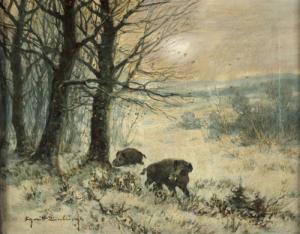 SCHMITT LIMBURG Carl 1900-1900,Wildschweine am Waldrand im Winter,DAWO Auktionen DE 2012-09-05