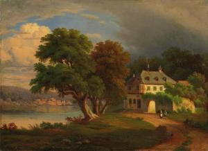 SCHMITZ Hermann 1812-1870,Flusslandschaft im Morgenlicht,Van Ham DE 2012-10-24