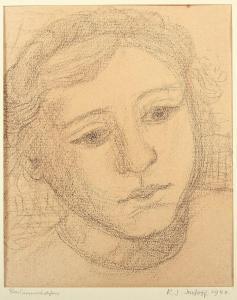 SCHMITZ IMHOFF Käthe 1893-1984,Portrait eines Bauernmädchens,1944,Von Zengen DE 2016-03-11