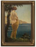 SCHMOLL Ferdinand 1800-1900,Semi-nude woman by the shore,John Moran Auctioneers US 2016-04-16