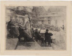 SCHMUTZER Ferdinand 1870-1928,Orchesterprobe der Wiener Philharmoniker unter ,1926,Galerie Bassenge 2023-06-07