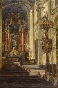 SCHNEIDER Emile Philippe Auguste 1873-1947,Kircheninterieur,Wendl DE 2023-10-25