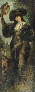 SCHNEIDER Heinrich & Wilhelm 1835-1900,A lady with a falcon and a dog,1897,Christie's GB 2012-06-19