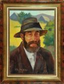 SCHNEIDER Lutz,Portrait eines bärtigen Herrn mit Hut vor Feldlandschaft,1923,Allgauer DE 2015-04-16