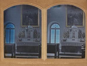 SCHNEIDER Wilhelm 1896,Innenaufnahme einer Kapelle Stereo daguerreotype h,1989,Lempertz 2020-06-19