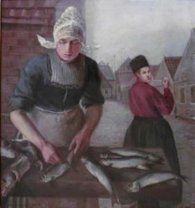 SCHNEIDERKA Ludvik 1895,Na rybím trhu,Antikvity Art Aukce CZ 2007-05-27