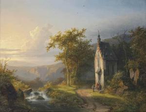 SCHNEIDERS VAN GREYFFENSWERTH Bonifacius Cornelis 1803-1873,A landscape with brook, pilg,Christie's 2016-05-24