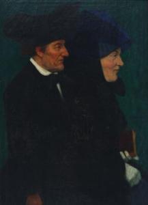 SCHNITZLER Fritz,A double profile portrait of a man and a woman,1914,Bruun Rasmussen 2020-06-08