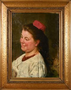 SCHNITZLER Fritz 1851-1920,Portrait einer jungen Frau in Tracht,1886,Arnold DE 2022-03-09