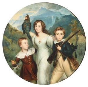 SCHOEFFT August Theodore 1809-1888,Portrait of three siblings standing in a m,1809,Woolley & Wallis 2023-09-05