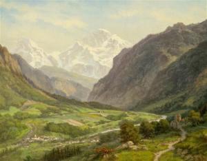 SCHOENBECK Albert 1834-1860,View of the Lauterbrunnen Valley,Galerie Koller CH 2013-09-16