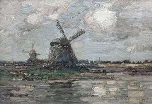SCHOFIELD Kershaw,Dutch Landscape with Windmills,1919,Duggleby Stephenson (of York) 2024-04-12