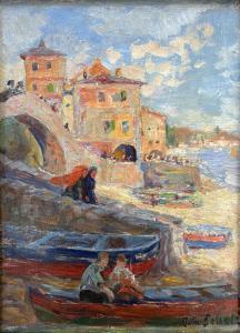 SCHOLTZ Robert Friedrich K 1877-1966,IL PONTE ROMANO A BOGLIASCO,Trend Auction IT 2023-12-06