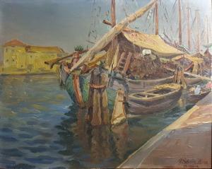 SCHOLZ Paul 1859-1940,Barques à Chioggia,1938,Rossini FR 2020-06-15