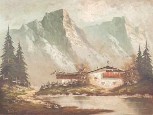 SCHOLZ Richard 1860-1939,a house below some mountains,888auctions CA 2022-12-15