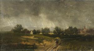 SCHONBERGER Martin 1864,Landschaft mit Pferdewagen in einem Unwetter,Schloss DE 2013-05-04